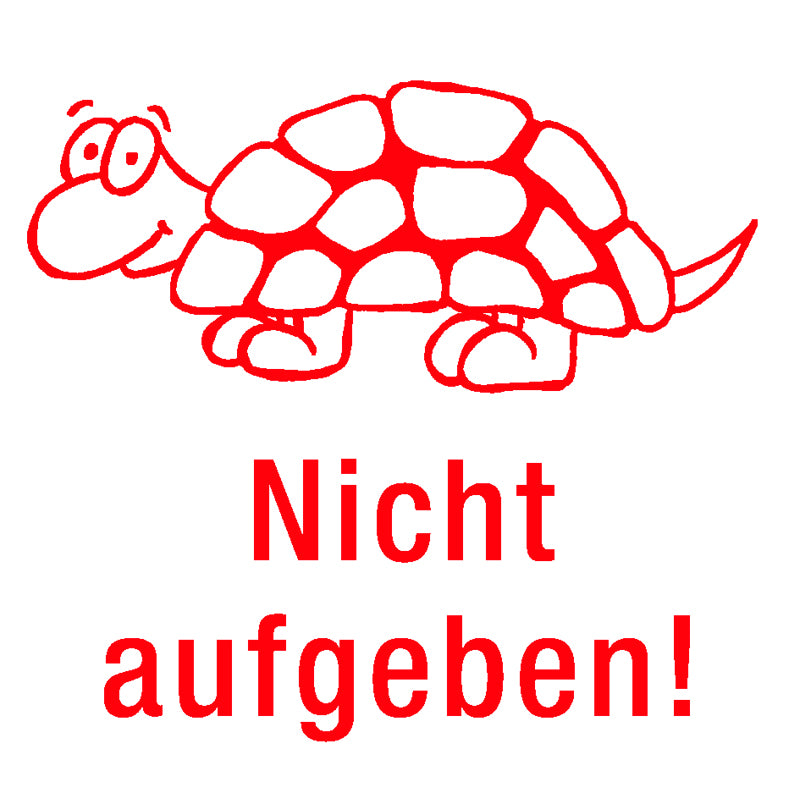 TimeTEX Siebdruck-Stempel "Perpetuum" quadratisch,  "Schildkröte "Nicht aufgeben", Lehrerstempel